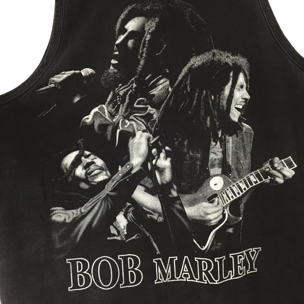 Bob Marley Graphic T-Shirt Black No Sleeves - Picture 4 of 5